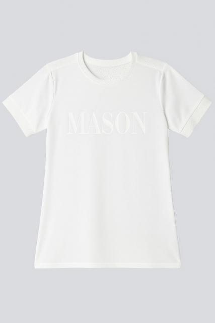 Футболка AM с надписью MASON, спина и манжеты рукав из сетки (белый)